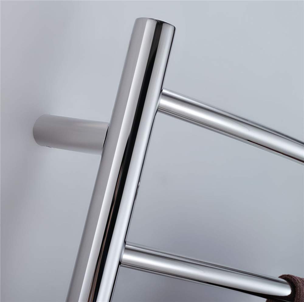 Toallero eléctrico calefactado de Acero Inoxidable 304, radiador de diseño Curvo, toallero eléctrico de Pared con 4 Barras, para baño, cableado.(HardWire)