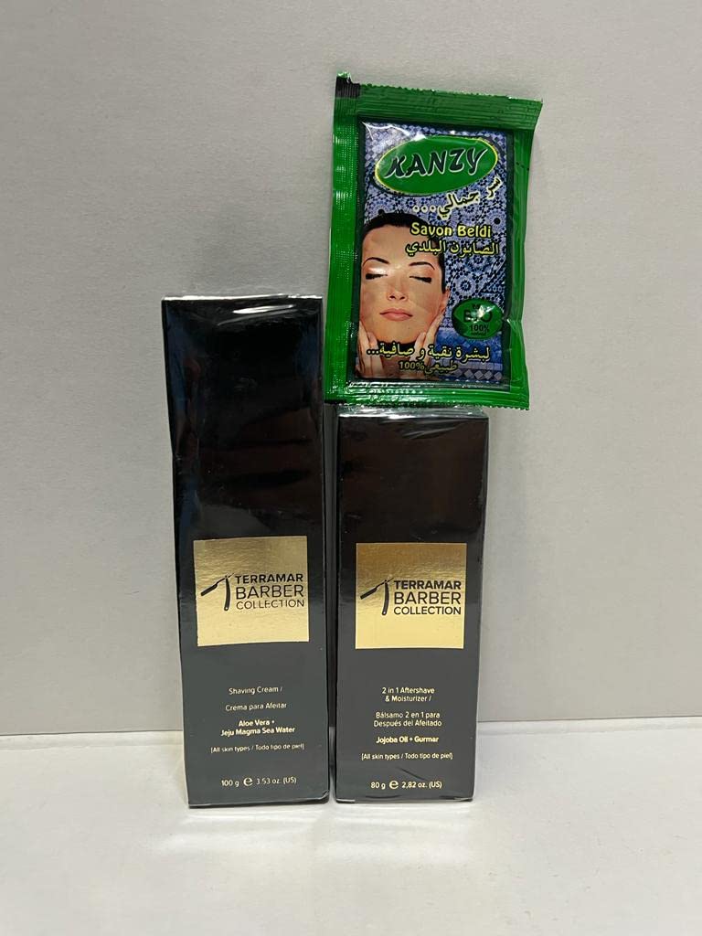 Terramar Barber collection (shaving cream 100g & Aftershave 80g) with Moroccan soap