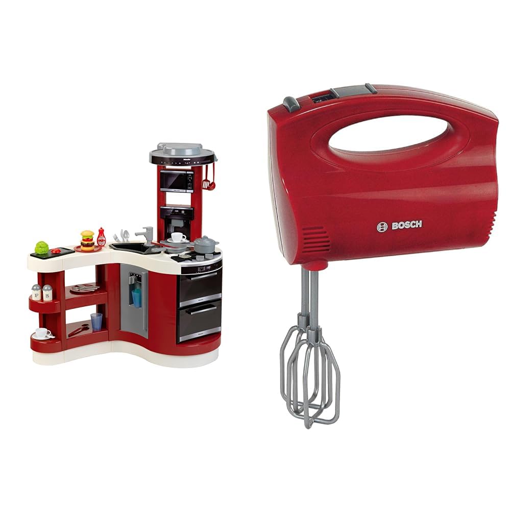 Theo Klein 7101 Miele Küche Wave Spicy, Multicolor & Bosch Handmixer I Batteriebetriebene Mixer mit Sich drehenden Quirls I Maße: 19 cm x 7 cm x 12 cm I Spielzeug für Kinder ab 3 Jahren, Mehrfarbig