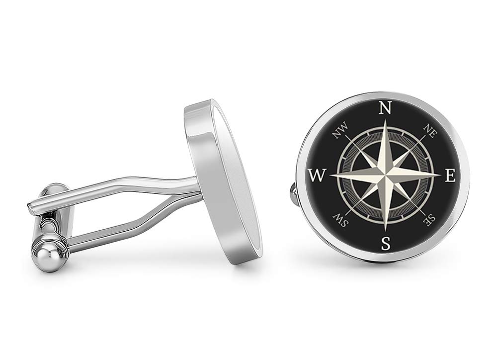 Compass Cufflinks Nautical Map Cuff Links