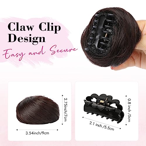 REECHO 2 PCS Mini Claw Clip in Messy & Cat Ears Hair Bun Extensions Wig Accessory Updo Hairpieces for Women Girls (Pack of 2-3" Straight - Image 2