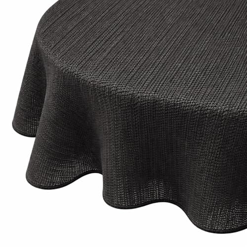 Brandsseller Gartentischdecke Ø 160 cm Tischdecke mit Paspel Outdoor Tischtuch rund Weichschaum für Garten Terrasse Balkon wetterfest rutschfest - Grau