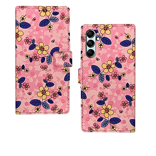 Image of Pinaaki Enterprises Samsung Galaxy M14 5G Flip Case | Premium Leather Finish Flip Cover |Designer Printed Flip Cover for Samsung Galaxy M14 5G - Pink Flowers