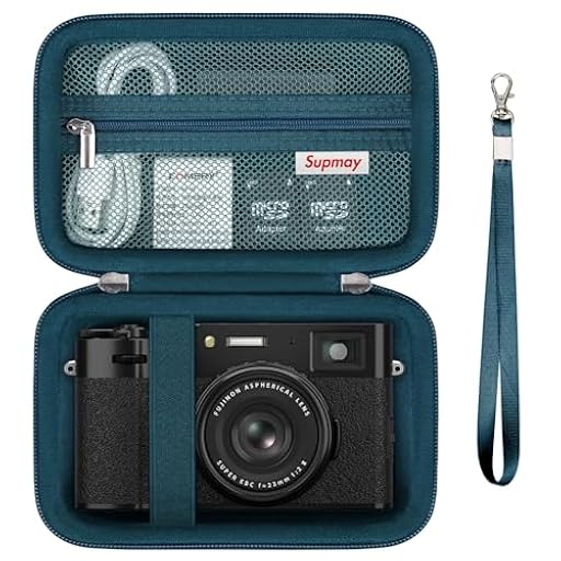 Supmay Estuche de Viaje Duro para cámara Digital Fujifilm X100VI / X100V, Estuche de Almacenamiento de cámara Digital con Bolsillo de Malla para baterías, Tarjeta SD, Cable USB, Azul | Ya disponible en tu tienda friki favorita! En mundofriki.es!