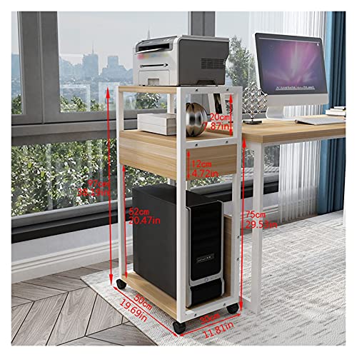 JKXWX PC Tower Stand,Desktop CPU Holder 3-Tier Adjustable PC Tower Stand Cart Floor with Adjustable Width and 4 Caster Wheels(White)