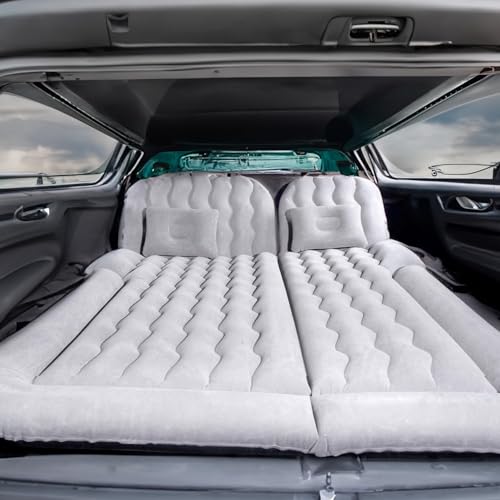 Image of Amazon Basics SUV Car Inflatable Bed - Grey | 2 Air Pillow & Air Pump | Car Sleeping Bed for Kids | Car Back Seat Bed | Quick Inflatable Bed | Car Bed for Trip, Camping, Picnic, Pool & Beach Pack of 1