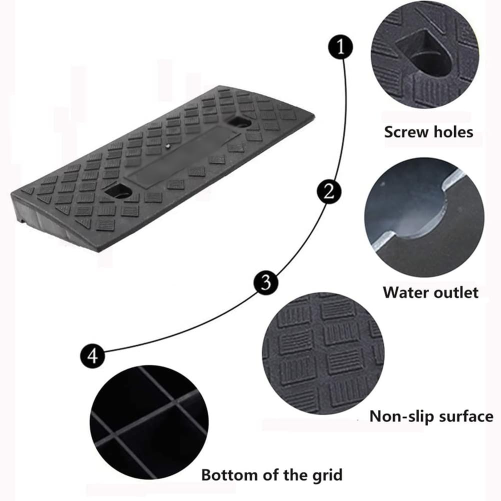 Negro,50 * 27 * 12cm,Rampa De Acceso para Silla De Ruedas, Rampa De Acceso Resistente para Cargas Pesadas, Rampa De Acceso Antideslizante para Andadores, Carritos y Scooters.