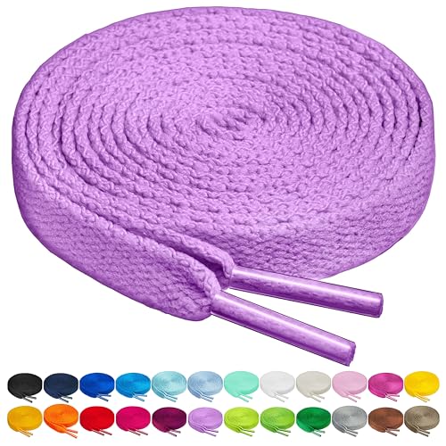 Birch Shoelaces in 27 Colors Flat 5/16' Shoe Laces in 4 Different Lengths (45.5' (115cm), Lavender)