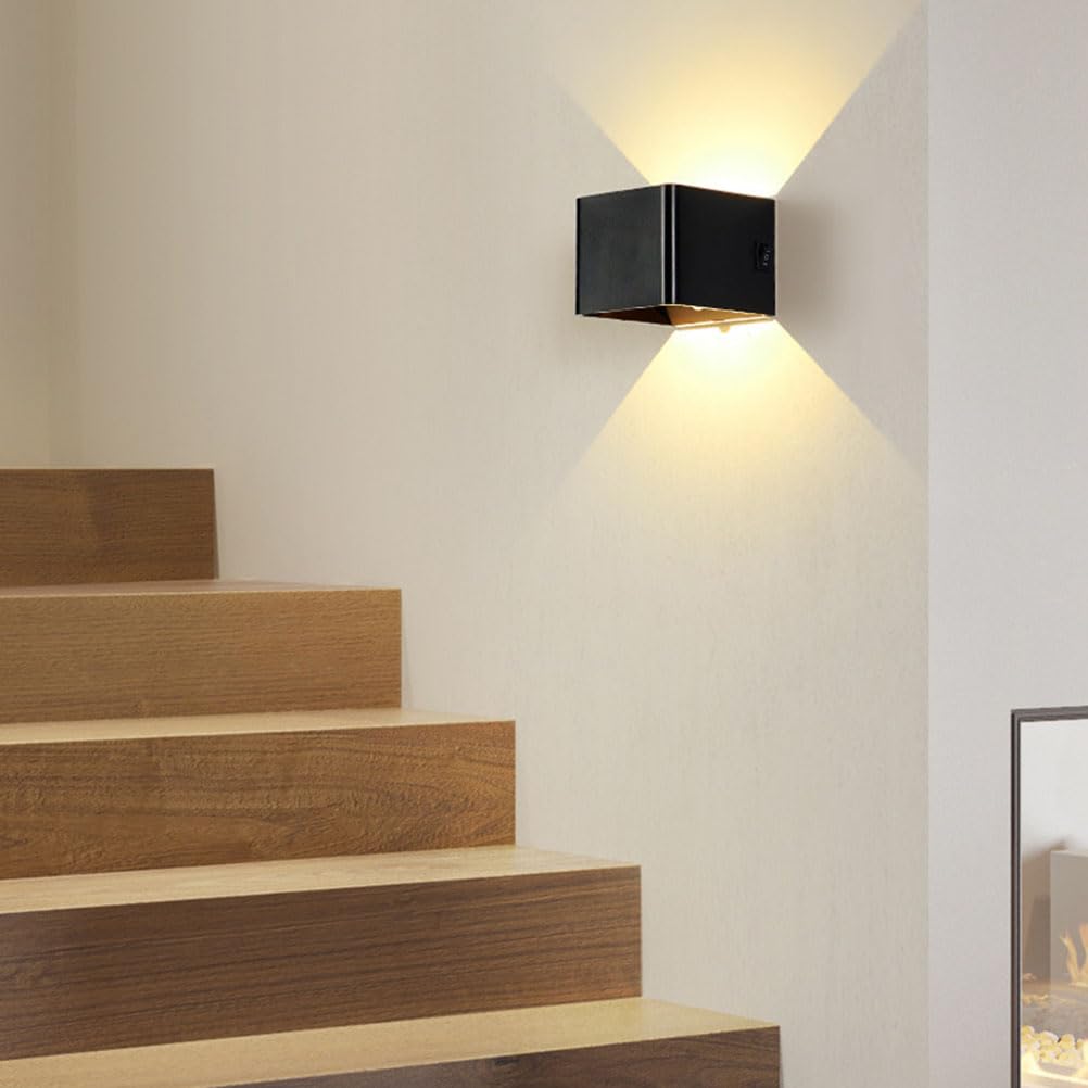 AoLa LED Akku Wandlampe Innen mit Bewegungsmelder Wandleuchte 2 Stück 5W 3000K Warmes Licht Wiederaufladbare Wandbeleuchtung Modern mit Schalter Up and Down Wand Nachtlicht für Wohnzimmer Treppe Flur