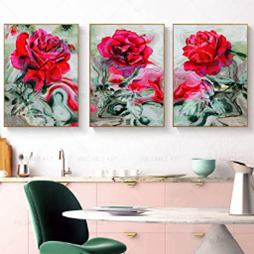 Toile murale fleur de pivoine rouge rose romantique 60x90cm sans cadre décoration salon moderne