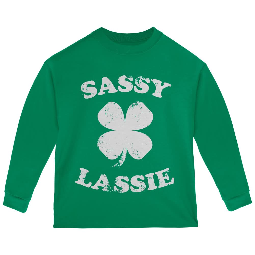 St. Patricks Day Sassy Irish Lassie Toddler Long Sleeve T Shirt Green 4T