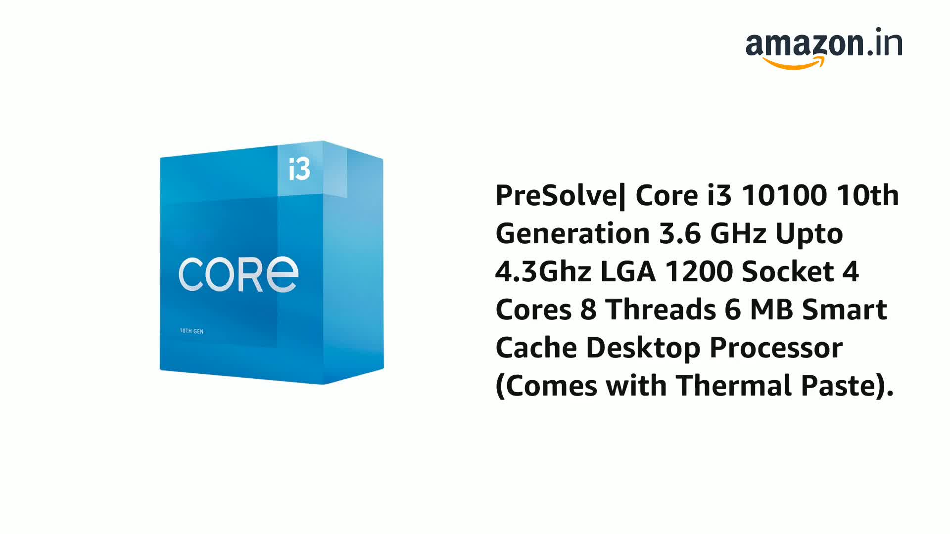 Amazon.in: Buy PreSolve| Core i3 10100 10th Generation 3.6 GHz