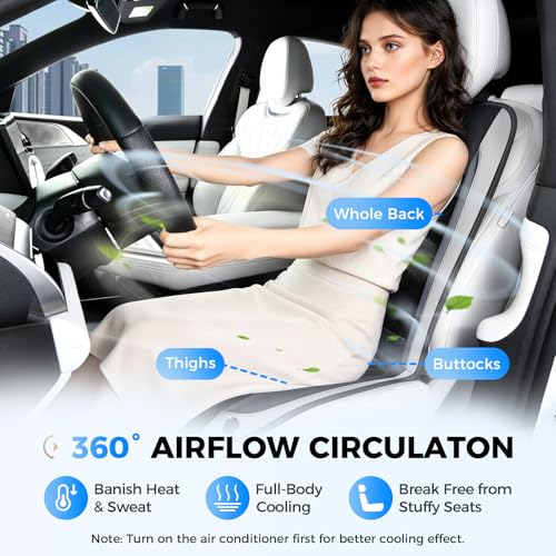 Image of Coverado Cooling Car Seat Cover, 12V-24V Ventilated Front Seat Cushion for Car, 3-Speed Adjustable Seat Cover for Summer Driving Seat, Universal Fit for Car SUV Truck Van