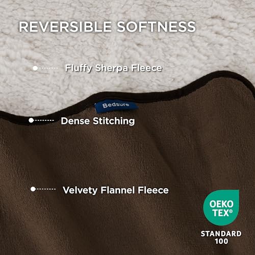 Image of Bedsure Waterproof Dog Blankets for Medium Dogs - Medium Cat Blanket Washable for Couch Protection, Sherpa Fleece Puppy Blanket, Soft Plush Reversible Throw Furniture Protector, 30 inchX40 inch, Coffee Brown