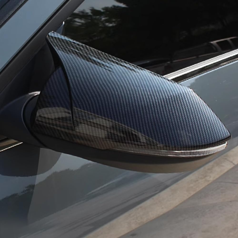 Car Accessories Exterior Car Door Side Rearview Mirror Ox Horn Caps Cover Trim With Turn Signal Compatible with Hyundai Elantra 2021 2022 2023 2024 2025 2026(Carbon Fiber) 2PCS ABS