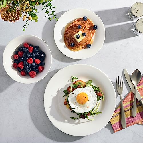 Image of Gibson Home Zen Buffet Round 12 Piece Porcelain Chip and Scratch Resistant Dinnerware Plates and Bowls Set, Scratch & Chip Resistant