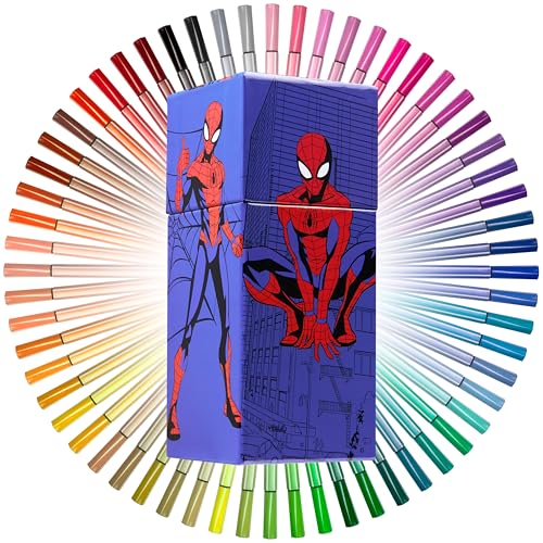 Marvel Spiderman Set Rotuladores con 60 Colores Para Niños - Regalos Niño