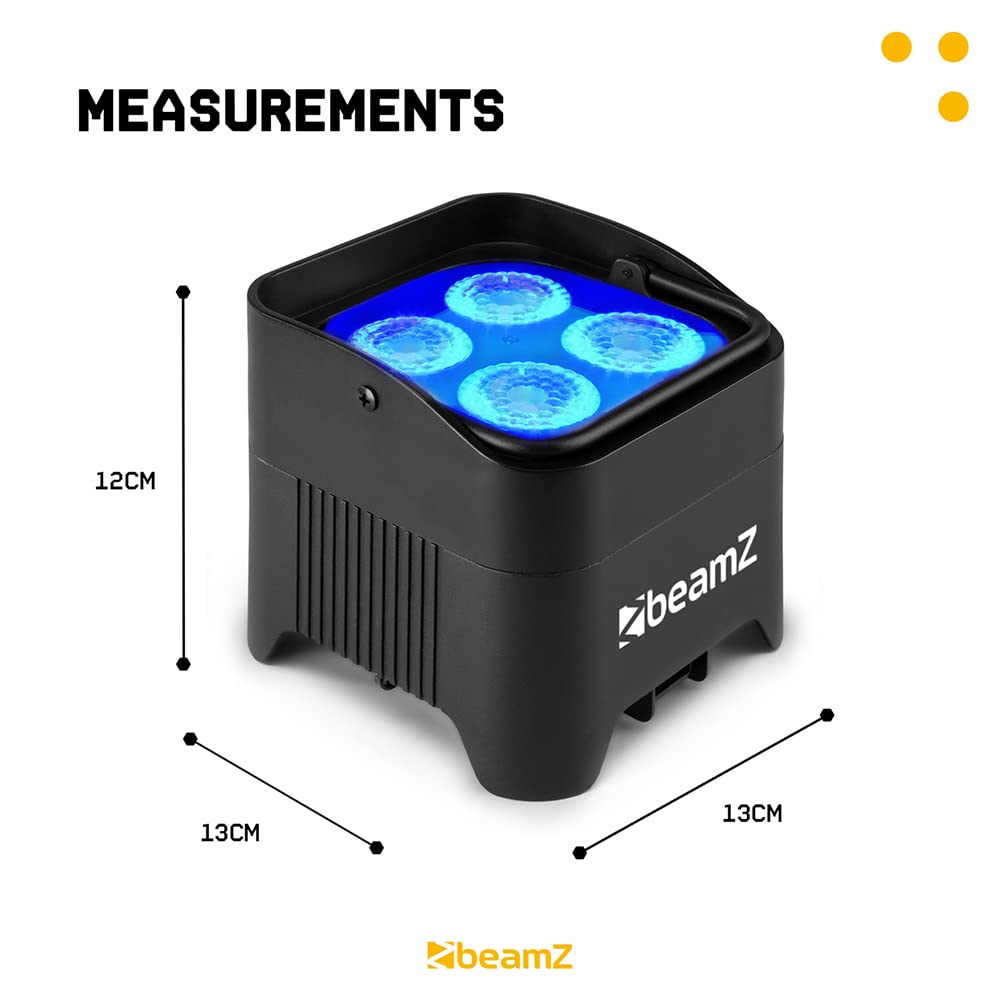 BeamZ BBP94W - Uplighter a batteria senza fili, rondella da parete LED da 48 W con controllo DMX, luce par alimentata a batteria ricaricabile per eventi, illuminazione verticale ed effetti di lavaggio
