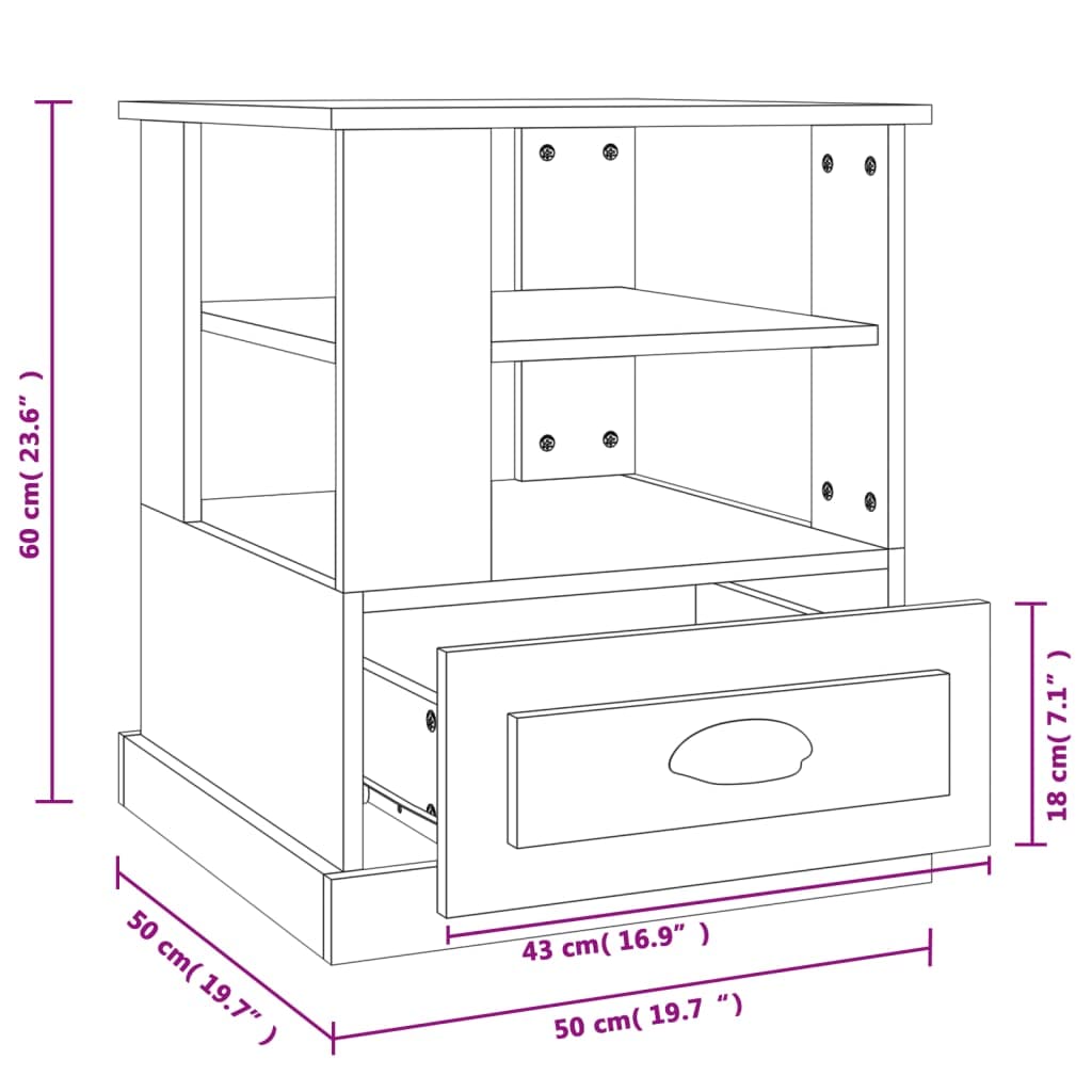 vidaXL Table d'appoint Blanc 50x50x60 cm Bois d’ingénierie