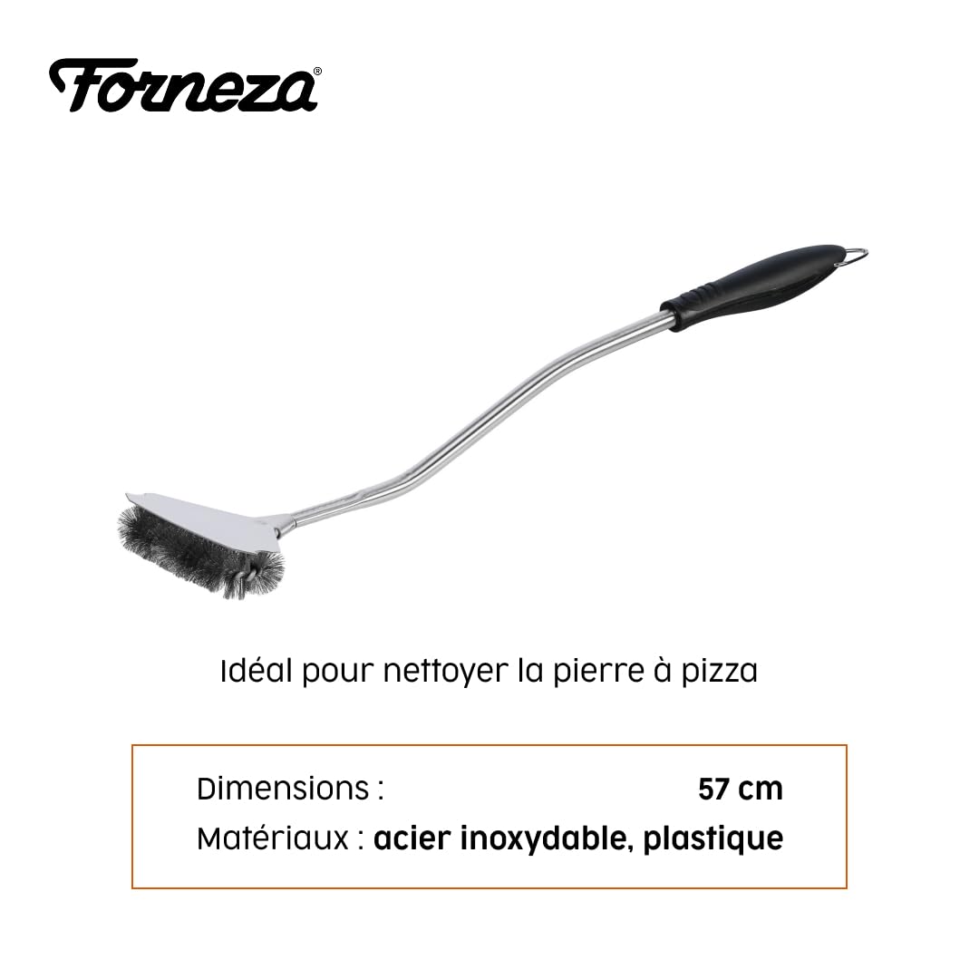 Brosse avec grattoir pour Nettoyage Four à Pizza, Aluminium de première qualité, Longueur 79,5 cm et diamètre 29,6 cm
