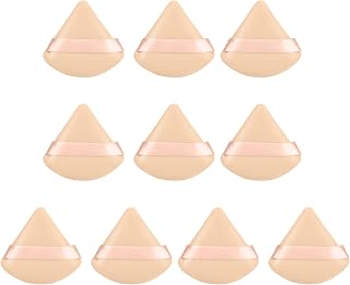 10pcs Powder Puff Dry Wet Makeup Puff Triangle Powder Puff Reusable Triangle Velour Makeup Sponge for Loose Powder Cosmetic Foundation (Nude)