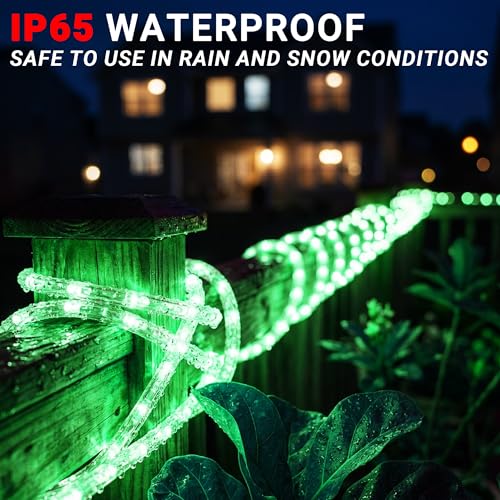 Image of 50ft Rope Lights For Outside,Connectable & Flexible Tube Lights with 8 Modes Controller,Waterproof Green LED Rope Lighting for Deck,Garden,Pool,Patio,Bedroom,Party,Indoor & Outdoor Landscape Lighting