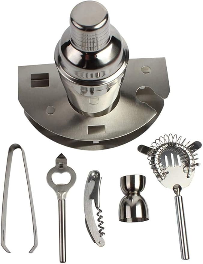 Set de Coctelera de Acero Inoxidable para Bartender 7 Piezas con Soporte miniatura 4