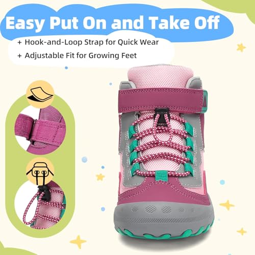 Image of Mishansha Kids Water Resistant Hiking Boots, Boys Girls Anti Collision Anti-Skid Athletic Outdoor Ankle Adventure Trekking Shoes