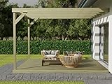 Wall mounted box pergola and decking, complete DIY kit (3m x 3m, Light green (natural) finish) - Image 4