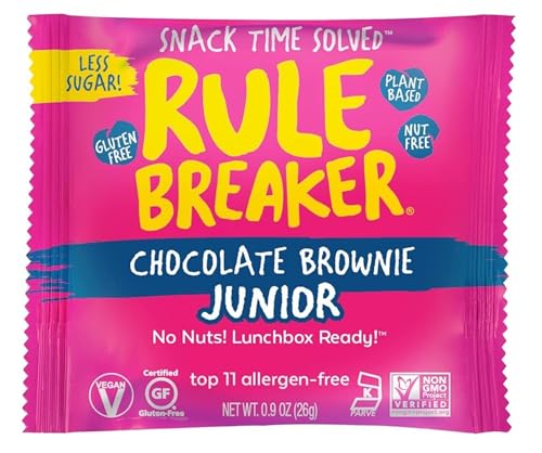 Rule Breaker Vegan & Gluten-Free Cookies | Chocolate Brownie Juniors | Plant-Based, Dairy, Nut, Soy, Allergen Free, Kosher | Soft-Baked School Snacks for Kids and Adults 0.9 Oz (24 Count)