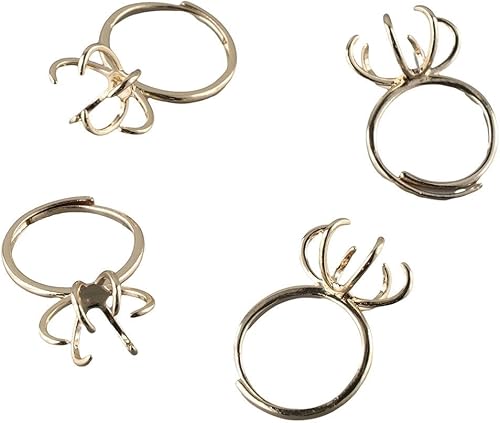 Miniatura 3 de 4 anillos de garra en blanco, 6 ajustes de anillo de garras, bases de componentes de anillo de latón ajustables para fabricación de anillos de