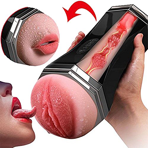 Male Masturbator Cup, Lnabni USB Rechargeable 3D Realistic Vagina and Mouth Masturbator with Teeth and Tongue, Smart Vibrating Sucking Pump with Hot Moan, Pocket Pussy and Oral Sex Toys (luba)