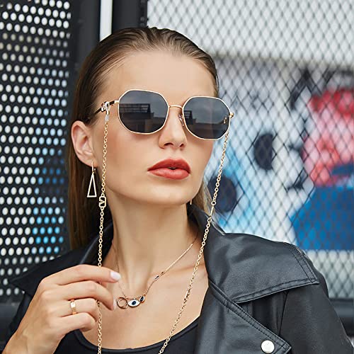 HMRGLMIE-Retro Sunglasses With Chain Men Women Anti-drop Chain Lanyard UV400 Goggles Glasses Metal Eyewear4