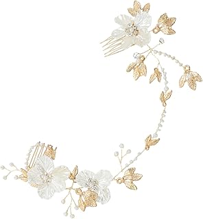 KALLORY Pente De Casamento Nupcial Pérola Headpiece Grampos De Cabelo De Casamento Para Noivas Grampo De Cabelo Nupcial Peças De Cabelo De Casamento Para Noivas Flor Pente De Casamento