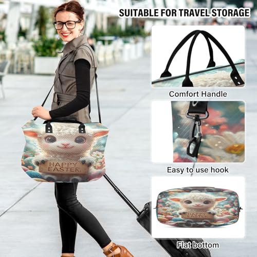 Travel Duffle Bag Weekender Bags Overnight Bag with Toiletry Bag Gym Duffel Bag Easter Sheep for Travel Business Trips Sport 6