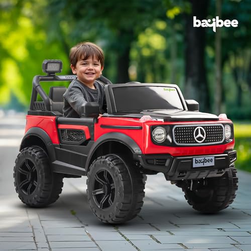 Image of Baybee Benzie 4x4 Battery Operated Jeep for Kids, Ride on Toy Kid Car with RGB Windshield Light & Music | Baby Big Battery Cars | Electric Jeep Car for Kids to Drive 2 to 6 Years (Red)