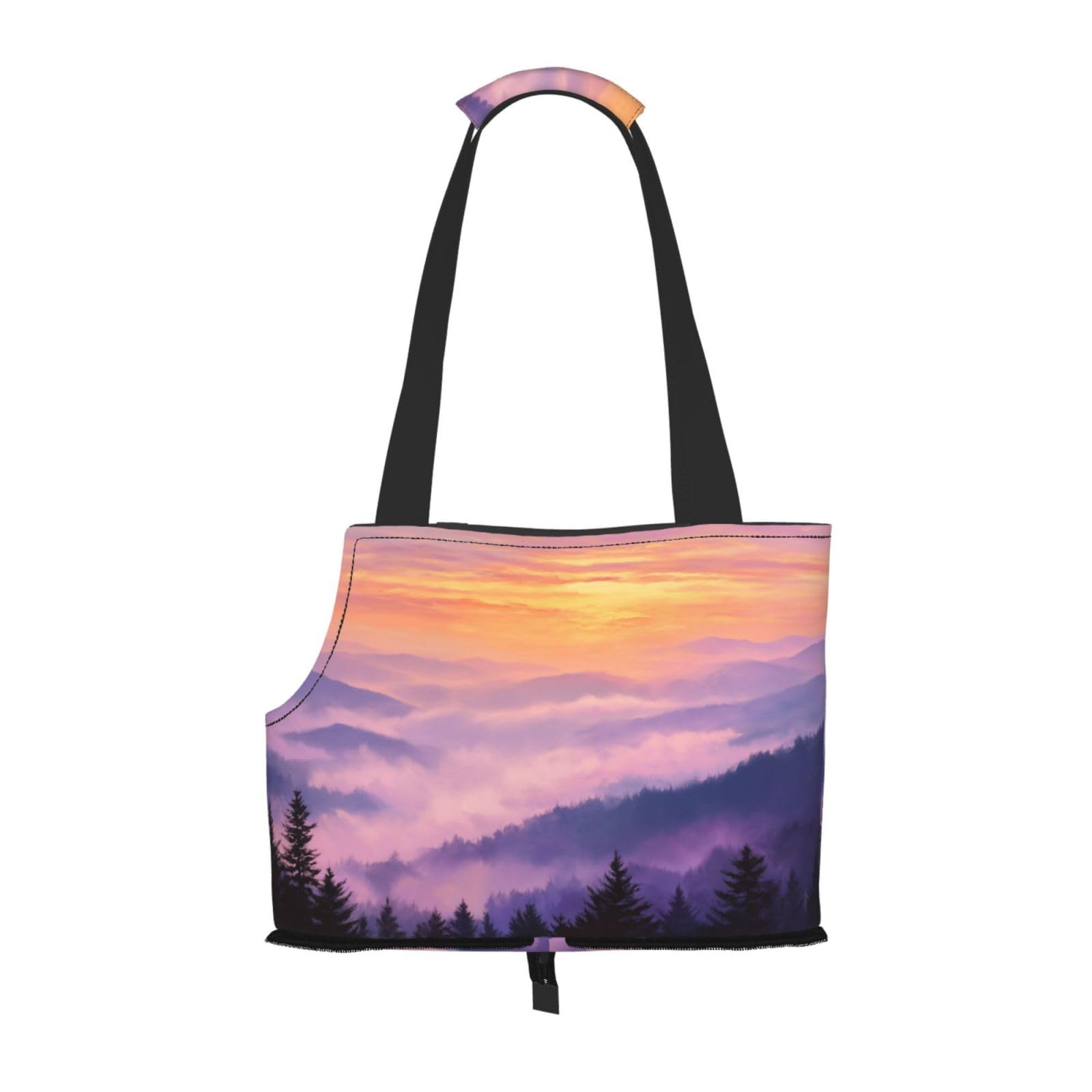 Smoky Mountains Sunset Pet Sling Carrier for Small Dog Cats Puppy Portable Tote Bag Pouch for Outdoor Travel Hiking