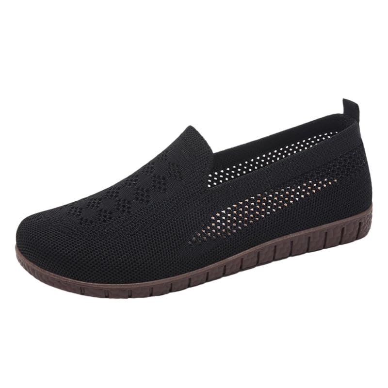 Women’s Breathable Mesh Flat Shoes – Lightweight & Soft-Soled Hollow Slip-On Shoes for Spring & Summer| 36 | Beige-image-47