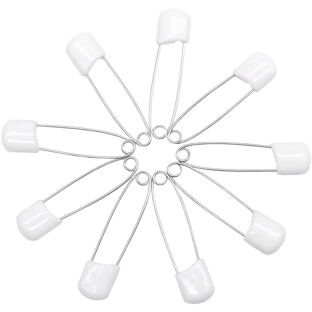 Yosawa50Pcs 2.2" Plastic Head Safety Pin Nappy Cloth Diaper Safety Pins with Safe Locking Closures (White)