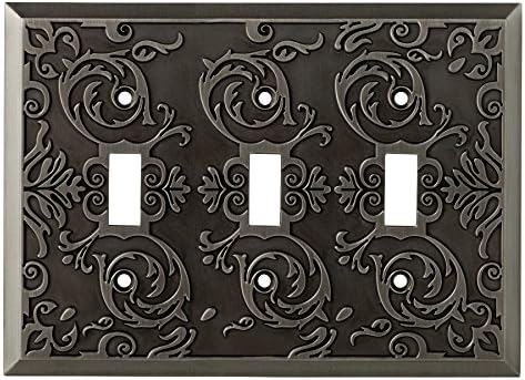 allen + roth Fairhope 3-Gang Antique Pewter Standard Toggle Metal Wall Plate
