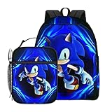 Cugefuo 2PC Boy Backpack and Lunch Bag 16in 3D Printed Cartoon Game Backpack Laptop Backpack with Lunch Box