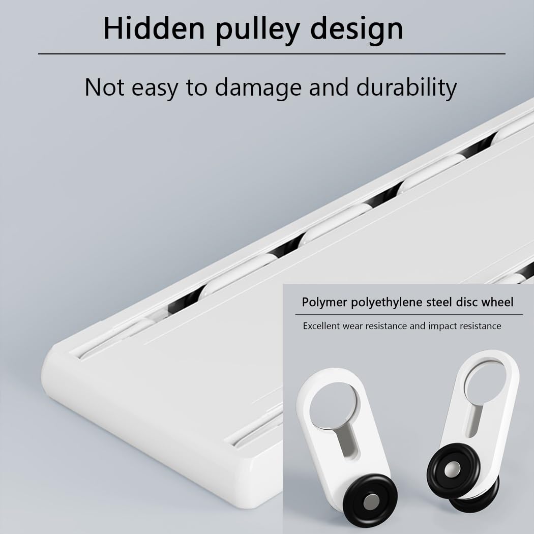 Système de tringle à rideaux double en aluminium facile à installer, séparateur de pièce de 290 cm, tringle à rideau blanche pour une utilisation familiale, parfaite pour la décoration de la maison.