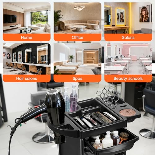 Image of Salon Cart with Wheels, 6-Layer Hairstylist Trolley Organizer with 4 Drawers, Professional Rolling Salon Trolley for Hair Salon Beauty Spa Tattoo (1 Piece)