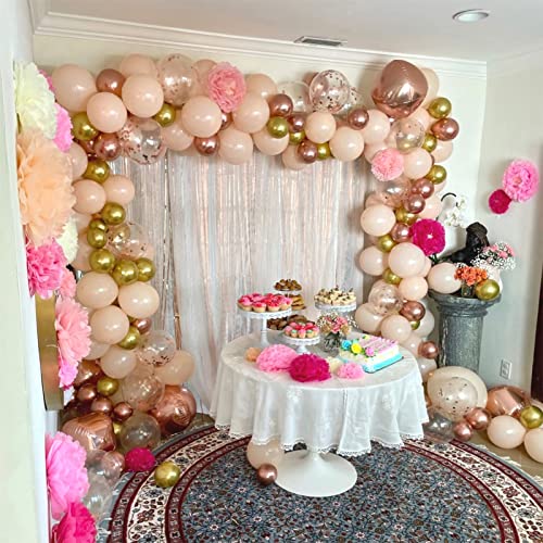 Image of Blush Rose Gold Balloon Garland Arch Kit, 119 Pieces Peach Pink Gold Pastel Orange Metallic Rose Gold Confetti Balloon Garland Kit for Girls Women Birthday Wedding Baby Bridal Shower Party Decorations