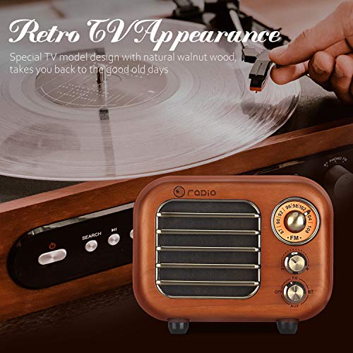 Retro Radio Vintage Bluetooth Speaker-Greadio Cherry Wooden FM Radio with Bluetooth 4.2 Connection, Old Fashioned Classic Style, Loud Volume, Good Bass Sound, TF Card/AUX in for Home, Office, Kitchen
