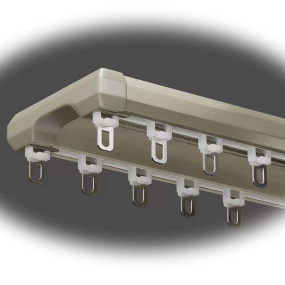 NILZA Vorhangschiene Schienensystem Deckenbefestigung 100 300cm Deckenschiene Aus Aluminium Gardinenschiene Doppelte Deckenhalterung Für Raumteiler (Color : Champagne, Size : 100cm)