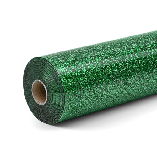 LOKLIK Rouleau Vert de Vinyle Pailleté Transfert de Chaleur Thermocolant Tissus Vêtement 1 pc 30.5 x 90 cm, Standard