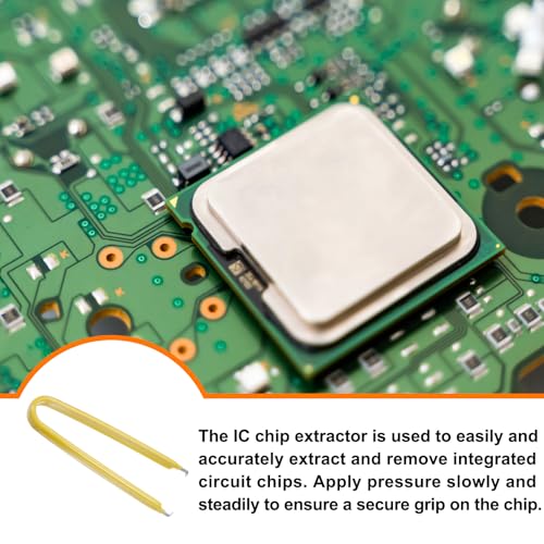 Image of HARFINGTON 3Pcs IC Chip Extractor IC U Shape Puller Stainless Steel with Insulated Vinyl Grip Motherboard Circuit Board Component Puller Chip Extractor for PCB Removal Tool, Yellow