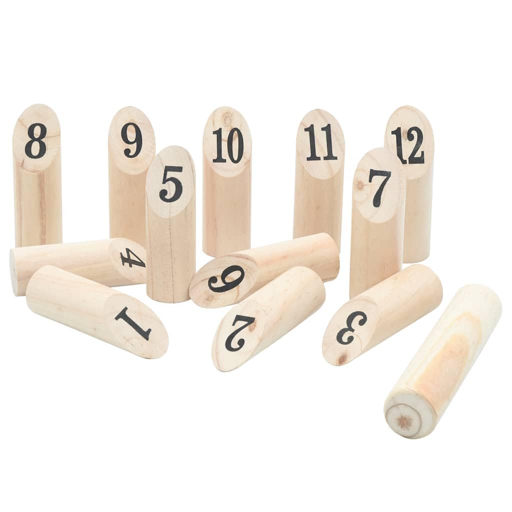 Kubb - Juego de 13 piezas de madera de pino maciza con bolsa de transporte, juego de jardín al aire libre, juego de lanzamiento y juego de habilidad, ideal para reuniones familiares, camping