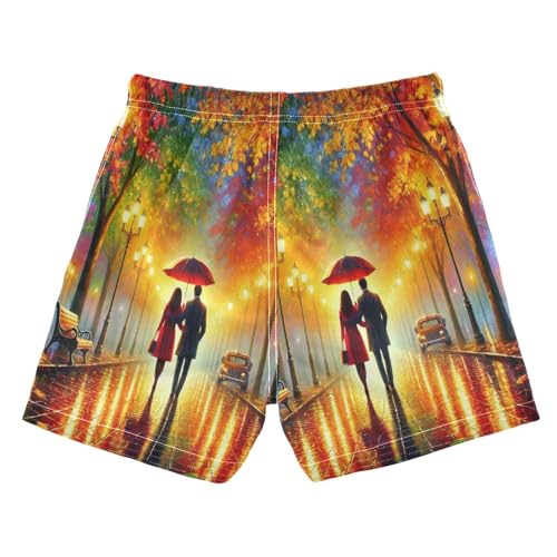 Couple Street Fall Colorful Boys Swim Trunks Quick Dry Toddler Swimsuit Boy Board Shorts Swimwear Bathing Suits 5T2
